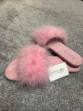 Pink Fluffy Slide Slippers -